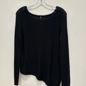 Lord & Taylor Black Knit Open-Stitch Sweater